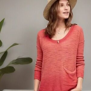 MOTH ANTHROPOLOGIE Sweater Womens X-Small Coral Bolinas Uptown Lightweight Top